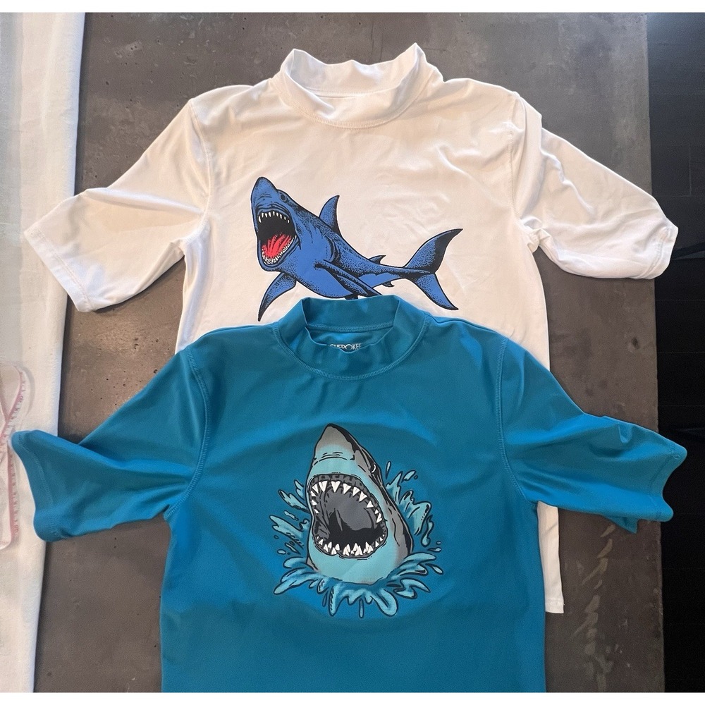 Cherokee/Cat&Jack Youth 1/2 sleeved swim shirt/ rash guard shirts‎ XL (16) x2